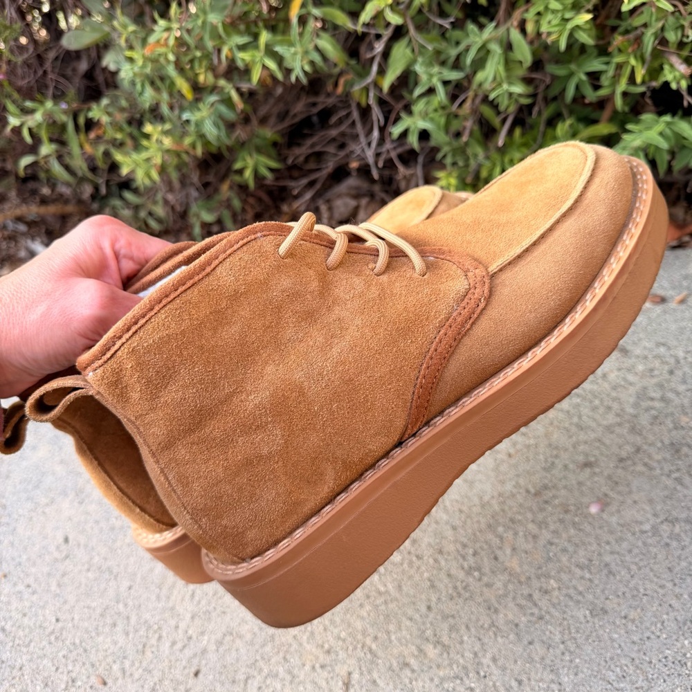 Zara Men’s Suede Leather, Fur-Lined, Lace Up, Ankle Boots Size 8 - Picture 5 of 9